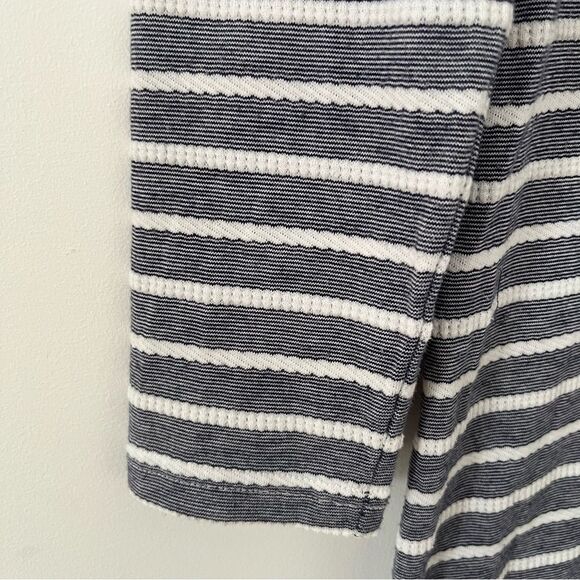 Sail to Sable Blue White Stripe Delicate Eyelet Long Sleeve Shift Dress - Picture 8 of 8